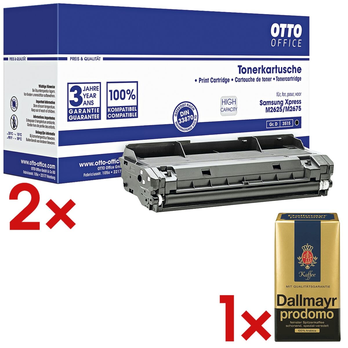 OTTO Office 2x Toner ersetzt Samsung »MLT-D116L/ELS«inkl. Kaffee gemahlen »Prodomo« 500 g