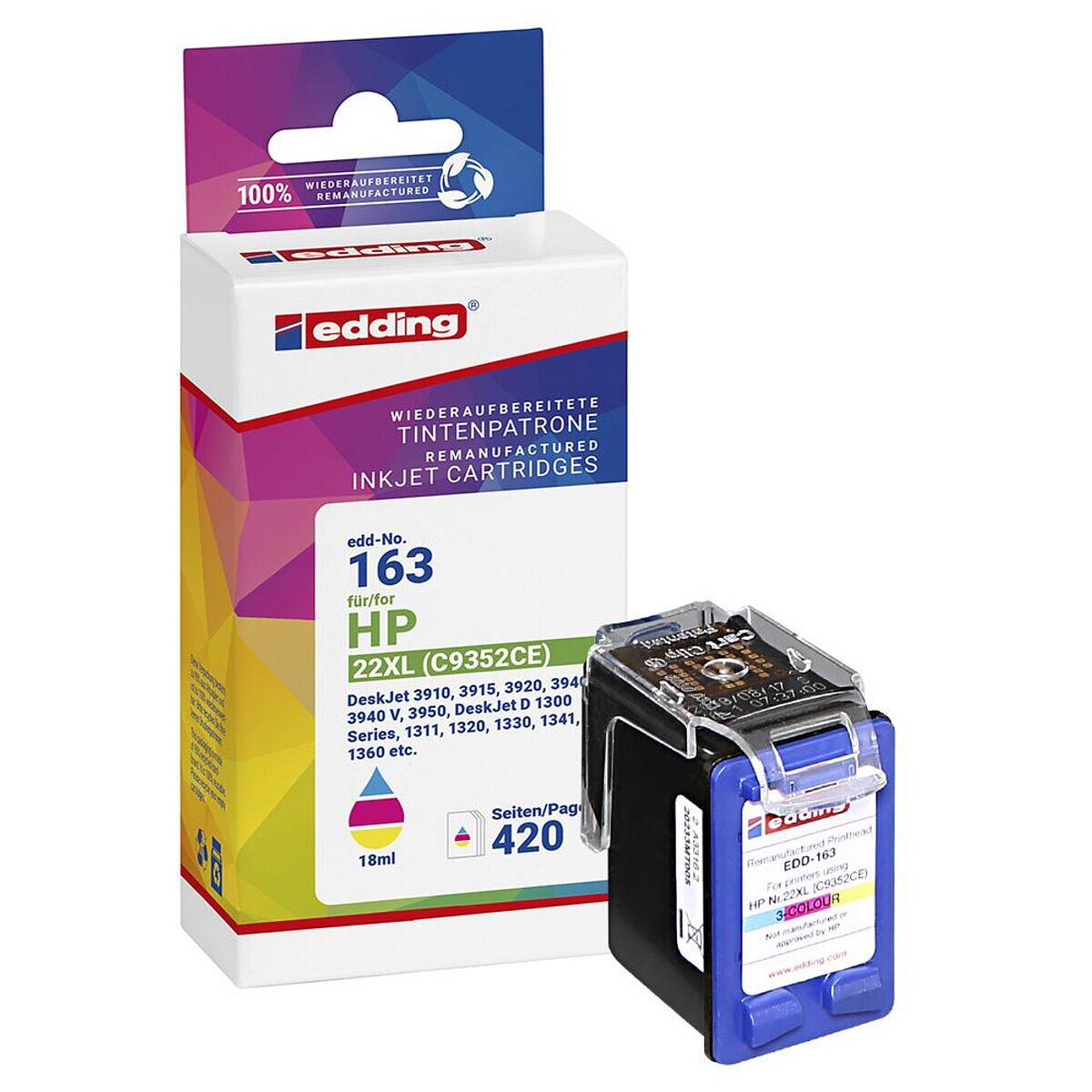 Edding Tintenpatrone ersetzt HP »HP 22XL« EDD-162 color