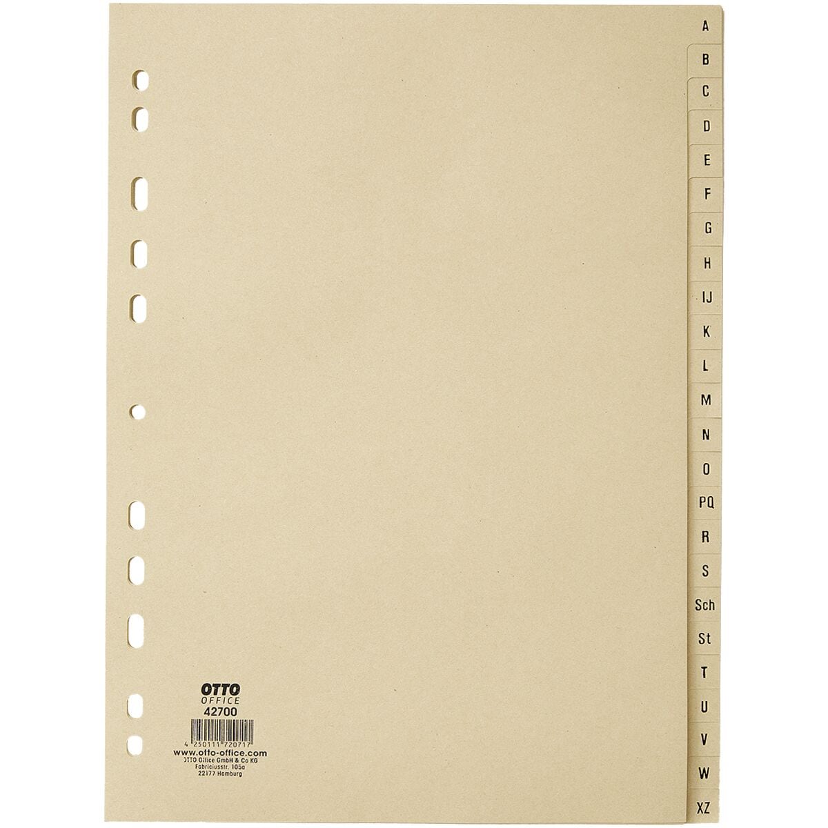 OTTO Office Nature Register, A4, A-Z 24-teilig, chamois, Recycling-Tauenpapier