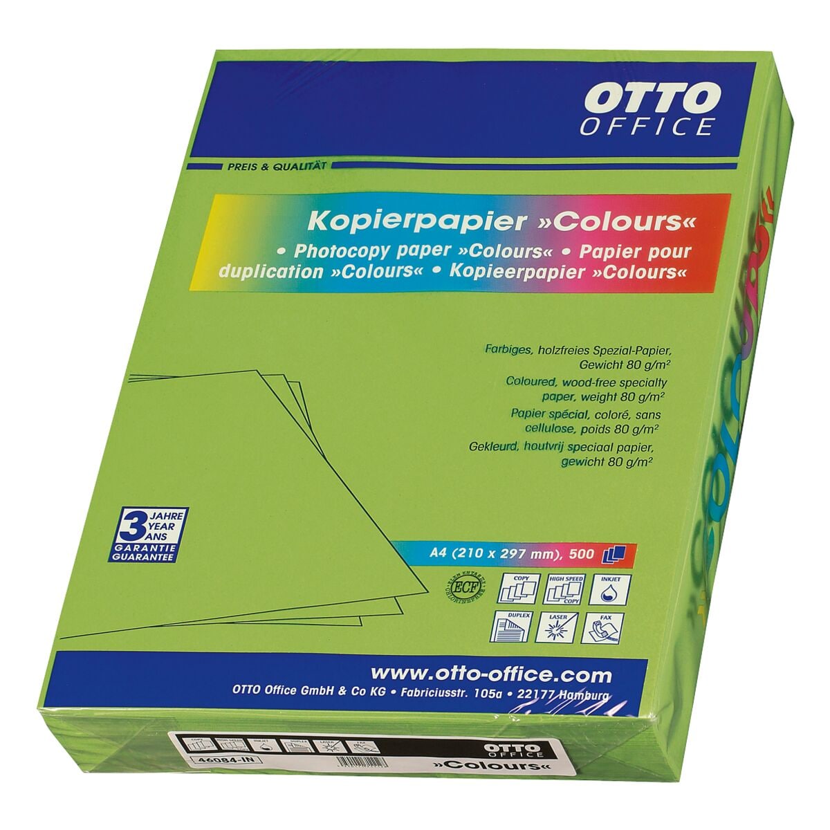 Farbiges Druckerpapier A4 OTTO Office COLOURS - 500 Blatt gesamt, Bei