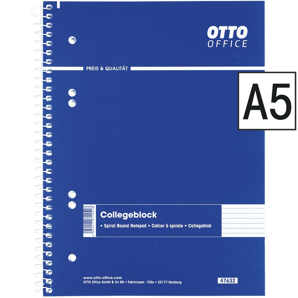 OTTO Office Collegeblock A5 liniert, 80 Blatt