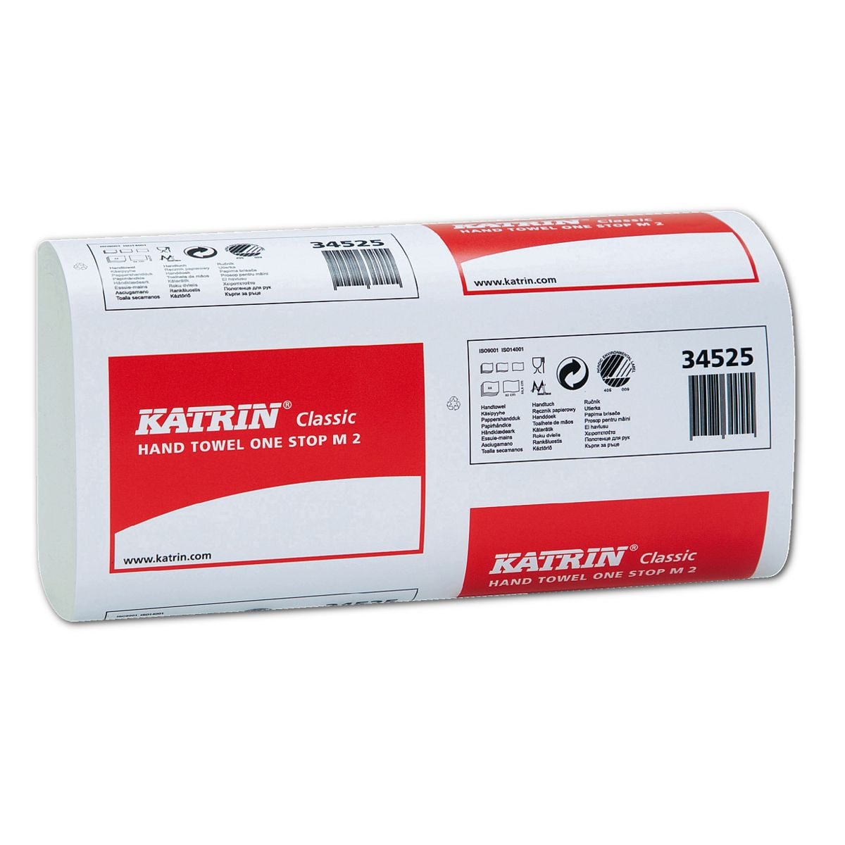 Papierhandtücher Katrin Katrin Classic 2-lagig, weiß, 23,5 cm x 25 cm aus Tissue mit I-Falzung - 3024 Blatt gesamt