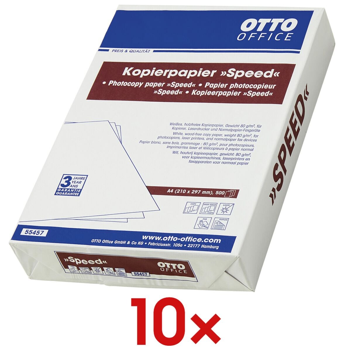 10x Kopierpapier OTTO Office SPEED - 5000 Blatt gesamt, 80g/qm