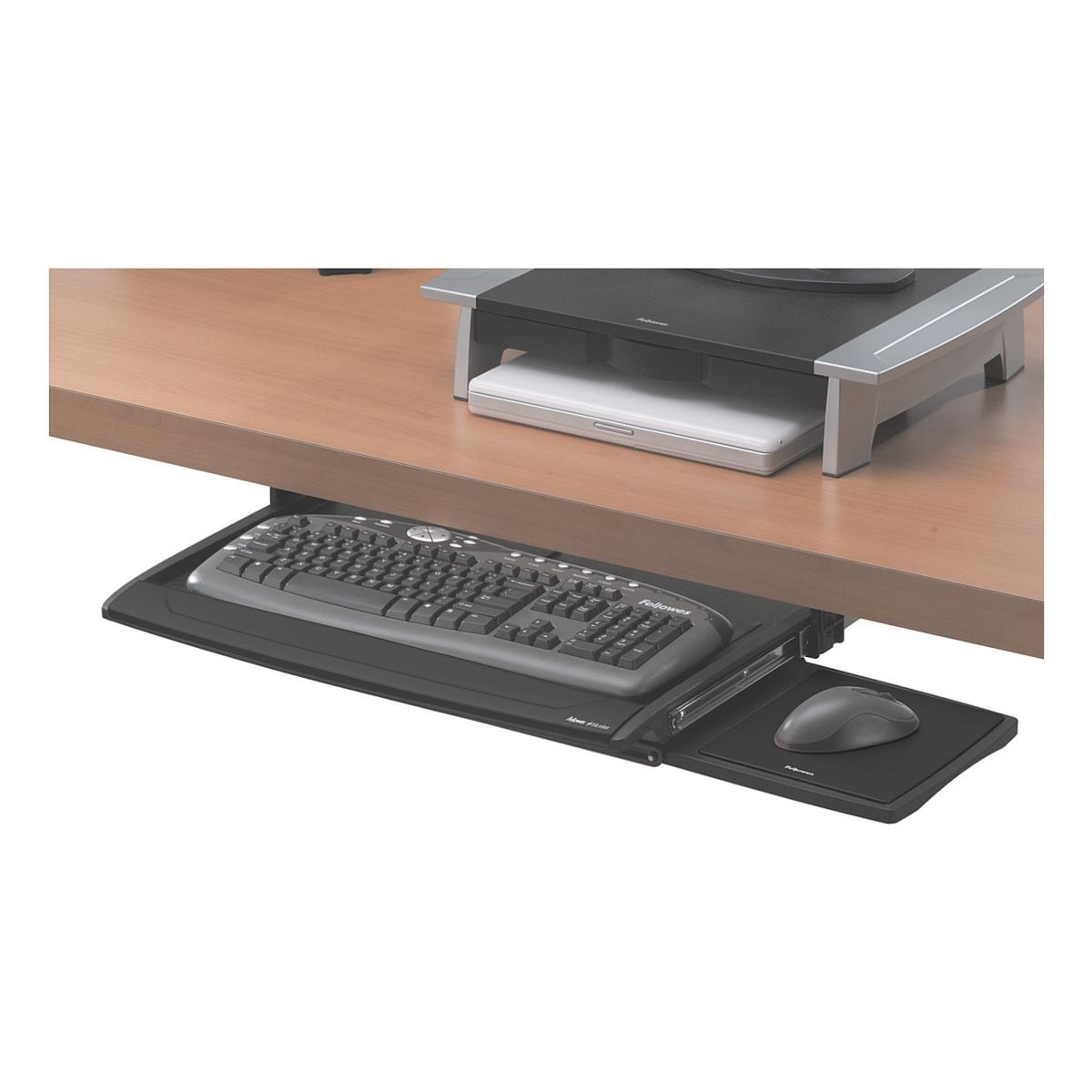 Fellowes Tastaturschublade mit Mausablage und Microban®-Schutz