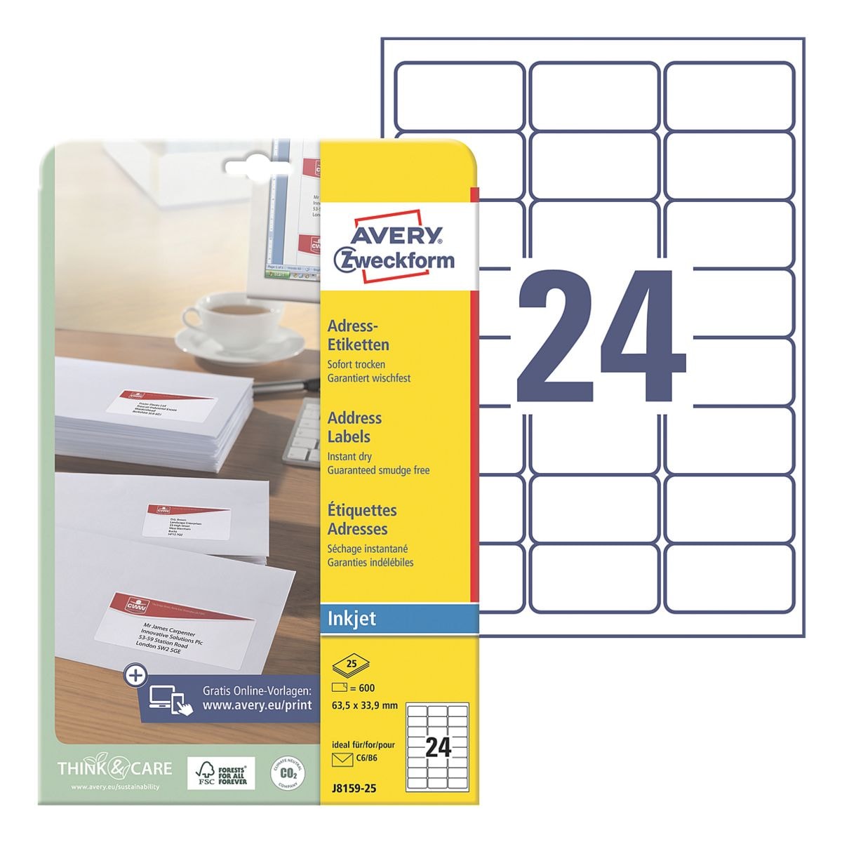 Avery Zweckform 600er-Pack Adressaufkleber »J8159-25«