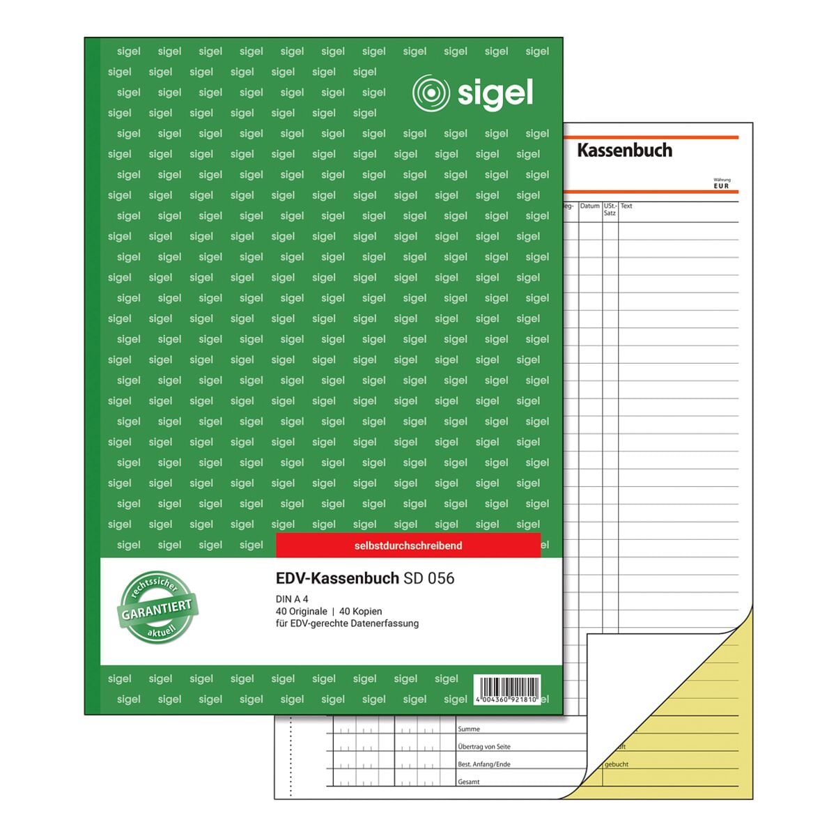 Sigel Formularbuch »Kassenbuch EDV« SD056