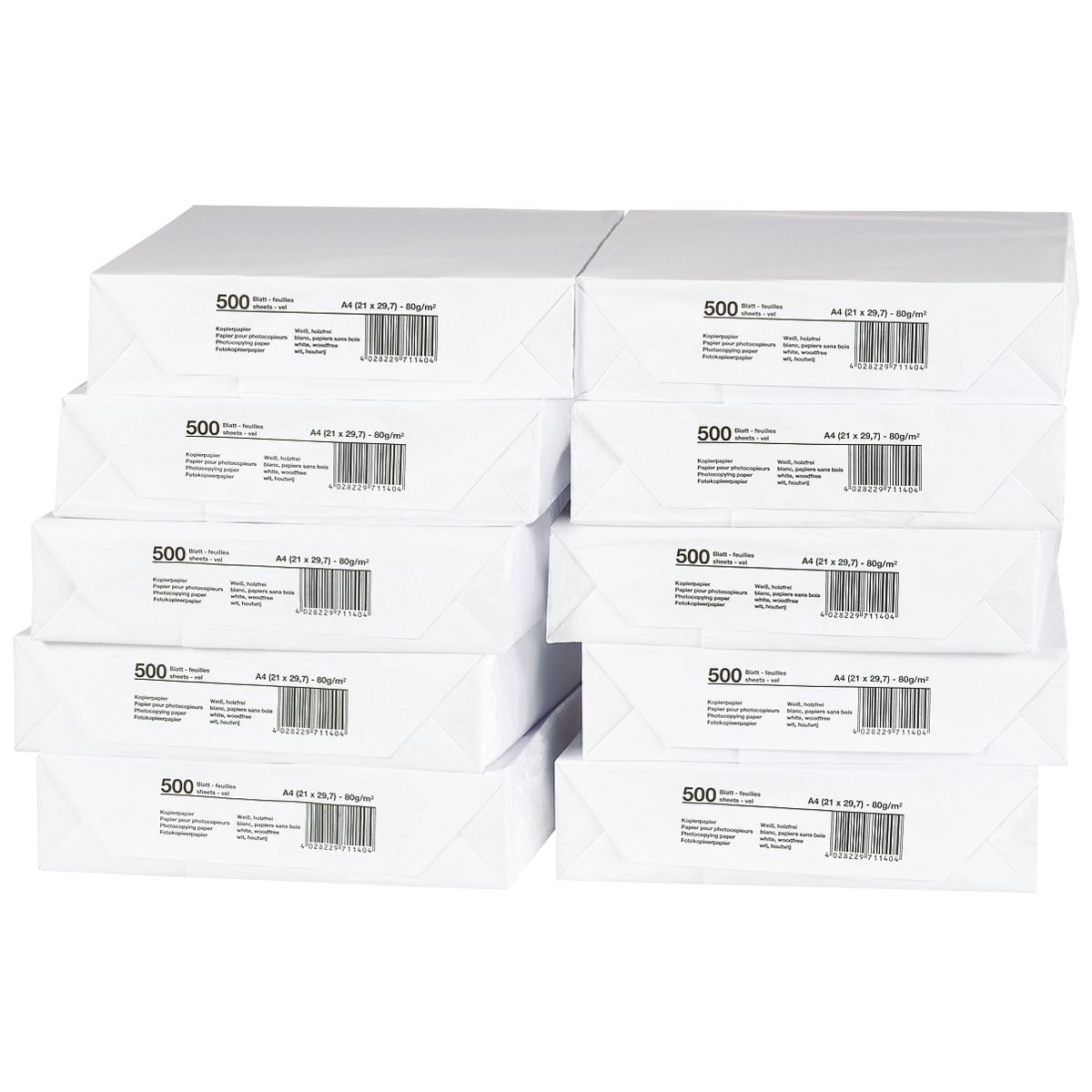 10x Kopierpapier A4 - 5000 Blatt gesamt, 80 g/m²