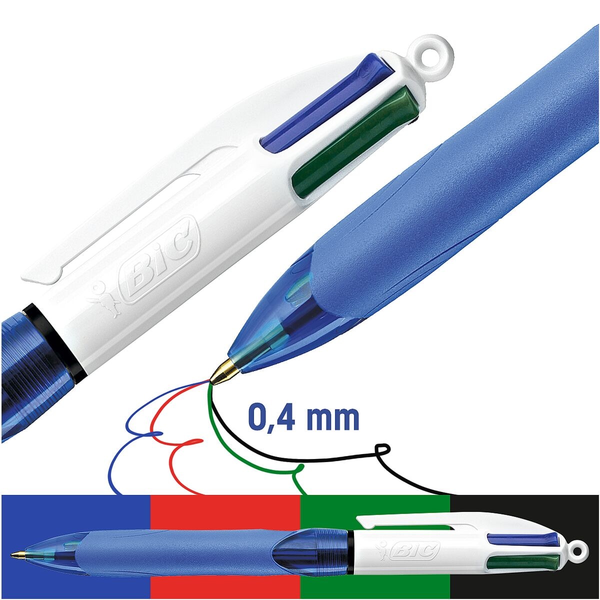 BIC 4 Colours Grip Mehrfarb-Kugelschreiber blau / schwarz / grn / rot, dokumentenecht