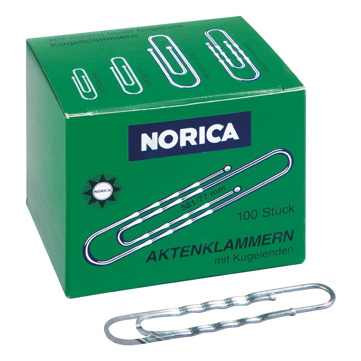 Norica Broklammern 77mm gewellt, silberfarben, 100 Stck