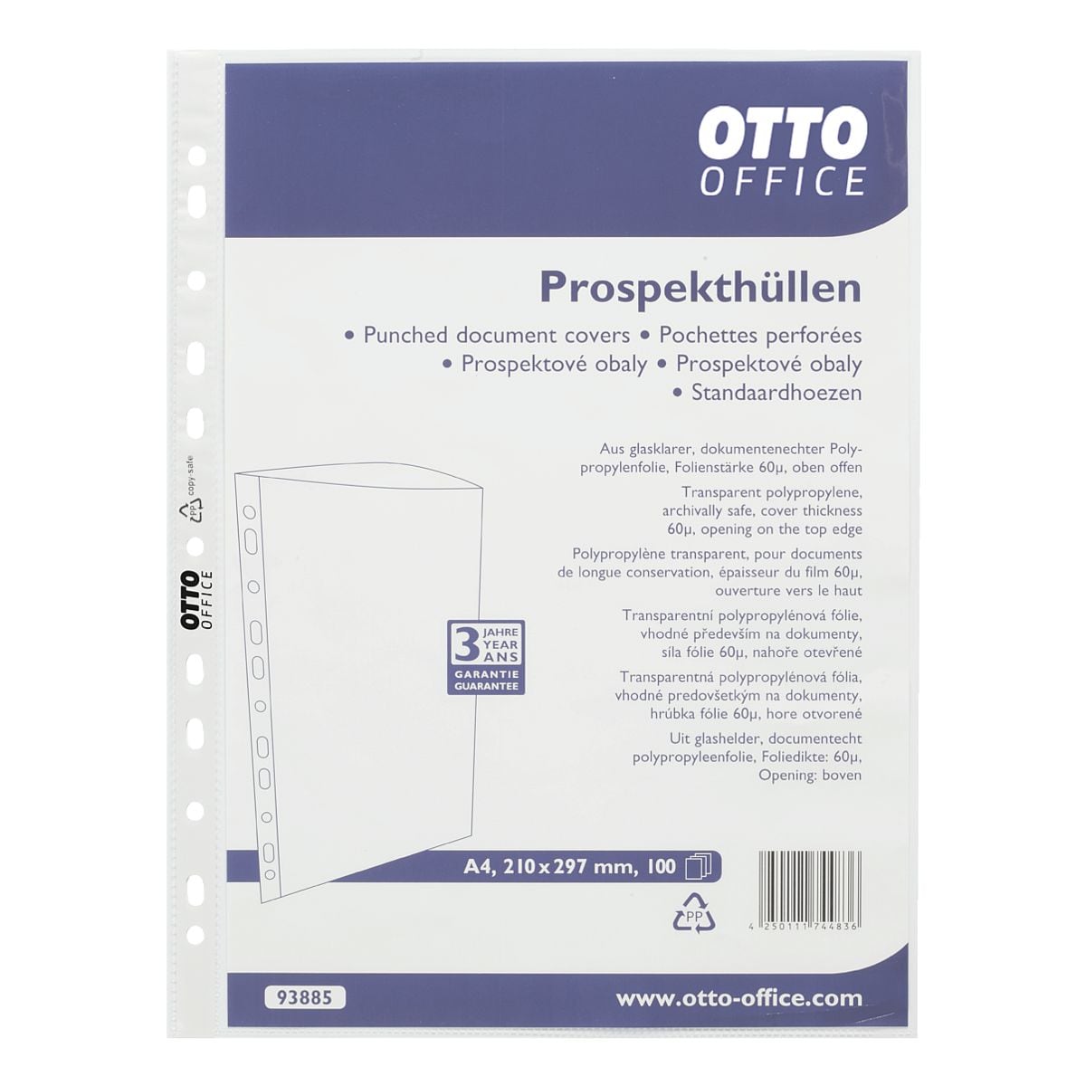 OTTO Office Prospekthlle Standard A4 glasklar, oben offen - 100 Stck