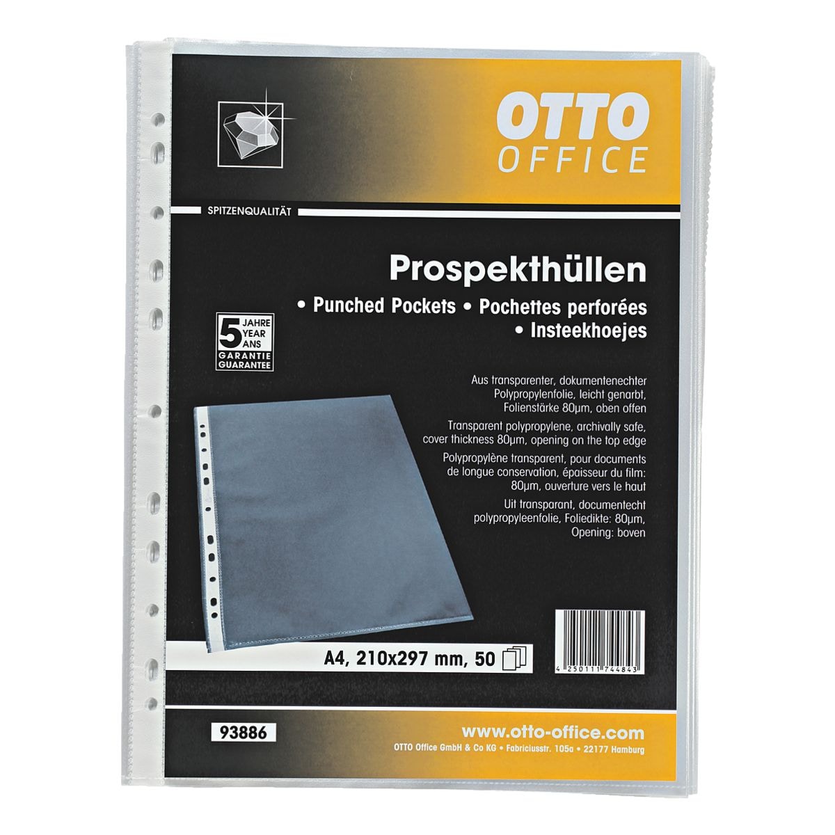 OTTO Office Premium Prospekthlle Premium A4 genarbt, oben offen - 50 Stck