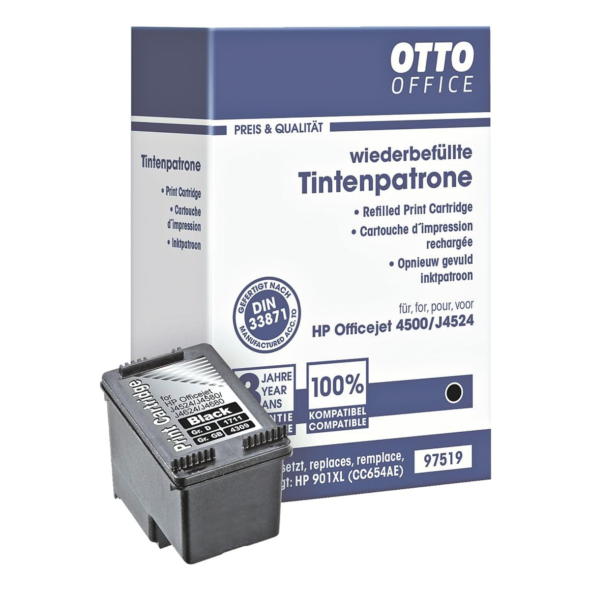 OTTO Office Tintenpatrone ersetzt Hewlett Packards CC654AE Nr. 901 (XL)