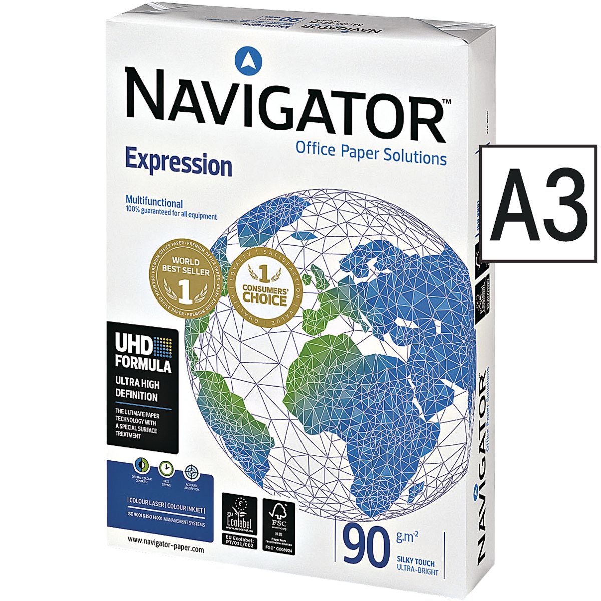 Multifunktionales Druckerpapier A3 Navigator Expression - 500 Blatt gesamt, 90 g/m²