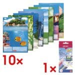 Brunnen 10x Zeichenblock DIN A3 inkl. 12er-Pack Holz-Buntstifte