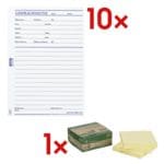 OTTO Office 10x Formularvordrucke �Gespr�chsnotiz� inkl. 3-er Pack Haftnotizblock �Recycling Notes� 7,5 x 7,5 cm