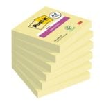 4+2 Post-it Super Sticky Haftnotizblock Notes 7,6 x 7,6 cm, 540 Blatt gesamt, gelb 654-SSCY-P4+2