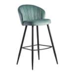 Barhocker - Samt Hellgr�n - mit Lehne