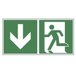 Rettungszeichen Notausgang abwrts [E001] 30 x 15 cm Aluminium (1 mm)