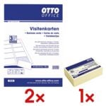 OTTO Office 2x 250er-Pack Visitenkarten inkl. Haftnotizwrfel 125 x 75 mm 400 Blatt gelb