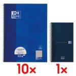 10x Collegeblock Oxford A4 kariert, 80 Blatt inkl. Notizblock Office Essentials Task Manager 14,1 x 24,6 cm