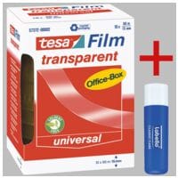 tesa Klebeband Office Box, transparent, 10 Stck, 15 mm/66 m inkl. Lippenpflegestift Labello Classic