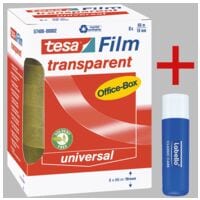 tesa Klebeband Office Box, transparent, 8 Stck, 19 mm/66 m inkl. Lippenpflegestift Labello Classic