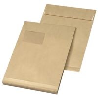 Mailmedia 100 Faltentaschen mit Steh-/Klotzboden, C4 130 g/m² mit Fenster