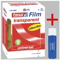 tesa Klebeband Office Box, transparent, 6 Stck, 25 mm/66 m inkl. Lippenpflegestift Labello Classic