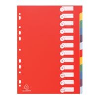 Exacompta Register, A4, blanko 12-teilig, mehrfarbig, Kunststoff