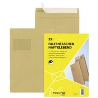 Mailmedia 25 Faltentaschen mit Steh-/Klotzboden, C4 130 g/m² mit Fenster