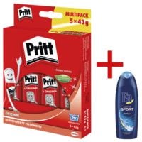 Pritt 5er-Pack Klebestifte Stick inkl. Duschgel Fa - Active Sport