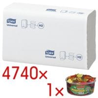 Papierhandtcher Tork 150299 2-lagig, wei, 21 cm x 23 cm aus Papier mit I-Falzung - 4740 Blatt gesamt inkl. Haribo Phantasia 1Kg
