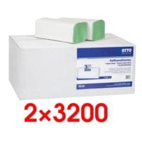 2x Papierhandtücher OTTO Office 2-lagig, grün, 25 cm x 23 cm aus Recyclingpapier mit Z-Falzung - 6400 Blatt gesamt