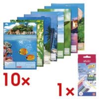 Brunnen 10x Zeichenblock DIN A3 inkl. 12er-Pack Holz-Buntstifte