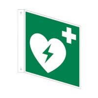 Marahrens Sicherheitskennzeichen Automatisierter externer Defibrillator [E010] Fahnenschild 20 x 0,1 x 20 cm
