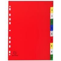 20x Exacompta Register, A4, 1-10 10-teilig, mehrfarbig, Kunststoff