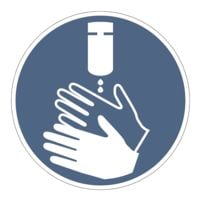 Aufkleber / Hinweisschild »Hände desinfizieren« (GBP 28), Ø 5 cm, 60 Stück