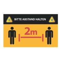 Wandaufkleber »Bitte Abstand halten - 2 Personen - 2 m« Reckteck Innenbereich 40 x 24 cm gelb / schwarz