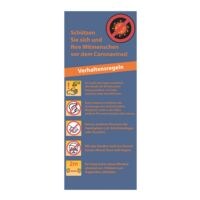 Roll-Up-Trennwand mit Info-Motiv »Verhaltensregeln Corona« 86 x 30 x 208 cm blau / orange