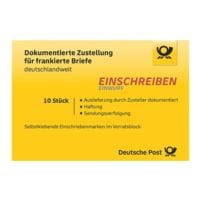 Deutsche Post Einschreiben Einwurf, 10x im Block selbstklebend