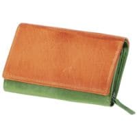 MIKA Damengeldbörse mit 12 Kartenfächern grün-orange