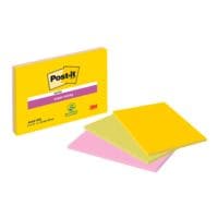3x Post-it Super Sticky Meeting Notes Haftnotizblock 15,2 x 10,1 cm, 135 Blatt gesamt, Farbmix