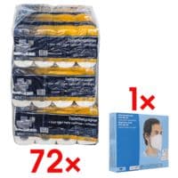 Toilettenpapier Premium 4-lagig - 72 Rollen inkl. 10 Atemschutzmasken FFP2