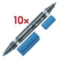10x STAEDTLER Permanent-Marker Lumocolor permanent duo - Rundspitze, Strichstrke 0,6  - 1,5 mm (F/M)