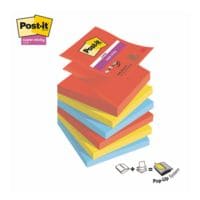 6x Post-it Super Sticky Haftnotizblock Z-Notes Playful Collection 7,6 x 7,6 cm, 540 Blatt gesamt, Intensivfarben R330-6SS-PLAY