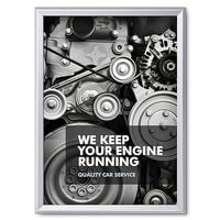 Showdown Displays Klapprahmen 50 x 70 cm Gehrungsecken 32 mm Profil Brandschutz B1 silber