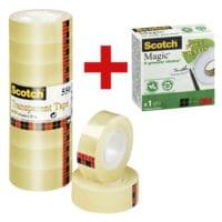 Scotch Klebeband 550, transparent/stark klebend, 8 Stck, 19 mm/33 m inkl. Klebefilm Magic Tape - A greener Choice