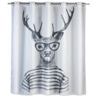 Wenko Anti-Schimmel Duschvorhang FLEX Mr. Deer Textil 180 x 200 cm