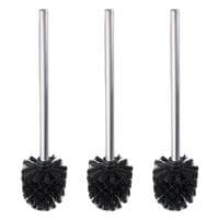Wenko 3er-Pack WC-Brste mit Edelstahlstiel schwarz matt  8 x 35 cm