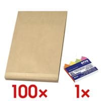 Mailmedia 100 Faltentaschen mit Steh-/Klotzboden, C4 ohne Fenster inkl. Pagemarker Pfeil 43 x 11 mm